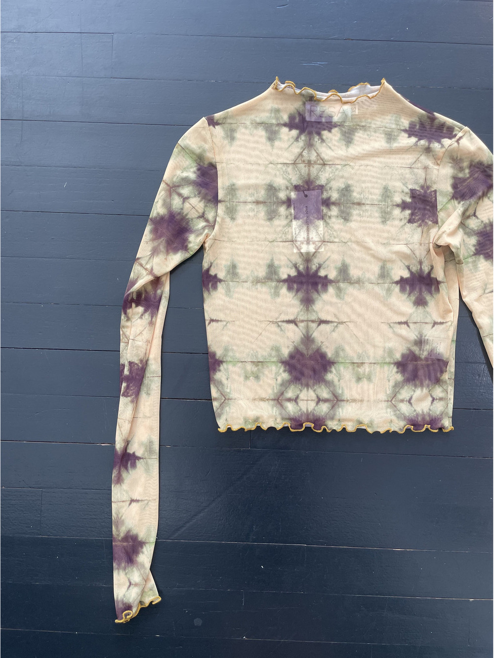 RESA Tie-Dye Long Sleeve Mesh Top XS - Picture 2 of 8